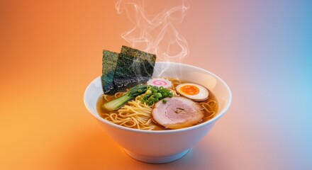 Ramen Bowl Against a Rainbow