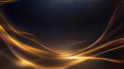 Obraz premium Elegant golden waves flow gracefully across dark background, creating sense of movement and depth. shimmering light adds touch of sophistication and allure to composition