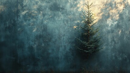 Abstract fir tree shadows on a grayish-blue concrete wall with a rough texture, an abstract nature background.