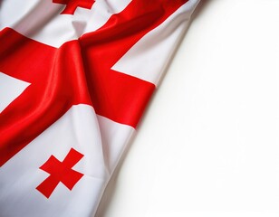 Georgian flag draped across a flat surface with vivid colors and details visible