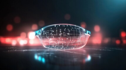 Innovative technology showcase augmented reality glasses virtual display digital environment futuristic design creative concept