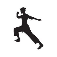 martial arts silhouette white background