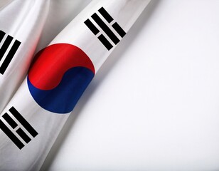 South Korean flag displayed with symbolic colors and patterns on a clean background