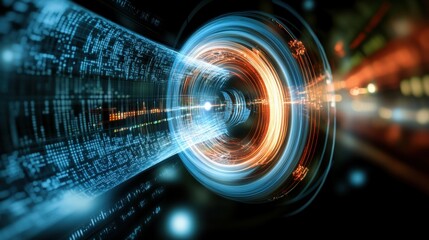 Obraz premium Dynamic energy flow futuristic data visualization digital realm graphic art technological environment abstract viewpoint