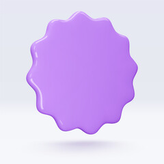 Obraz premium Purple, violet sticker, badge mockup. Blank labels of circle shapes with wavy edge. Vector isolated on white. Copy space. Stickers or patches for preview tags, labels, design, presentation, adv