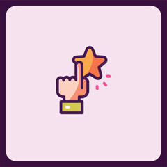 Hand Picking a Star Icon, Rating, Feedback, Review, Choice, Selection, Success, Achievement, Goal, Aspiration
