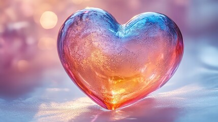 Fototapeta premium Abstract pastel neon holographic blurred grainy heart-shaped gradient on white background.