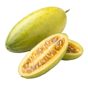 Curuba Fruits (Banana Passionfruits) Isolated on White Background