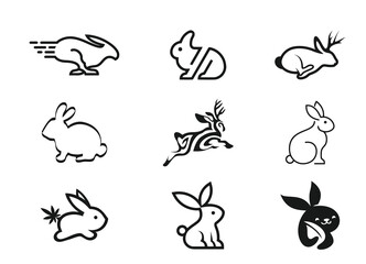 rabbit head minimalist logo design