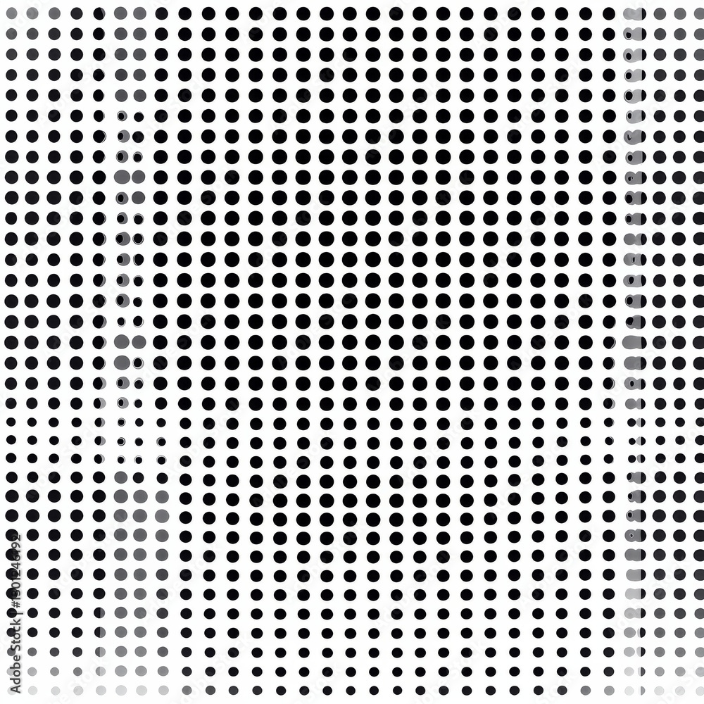 Aufkleber Grid of Black Circles with Shifting Gray Values and Optical Illusions on a White Background