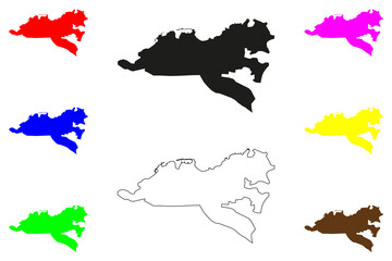 Chania city (Greece, Hellenic Republic, Crete region) map vector illustration, scribble sketch Hania map