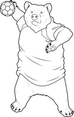 Bear Handball player Handball Animal Vector Graphic Art Illustration