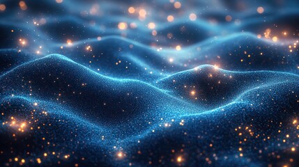 Fototapeta premium Abstract, elegant, detailed mint blue glitter particles flow with a shallow depth of field. This underwater holiday magic shimmering underwater space provides a luxury background in the color