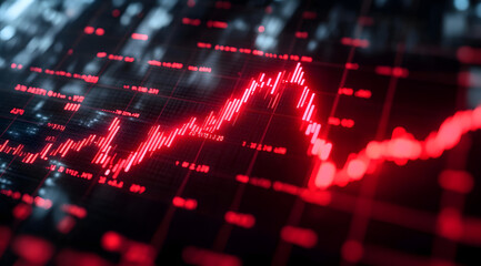 Red stock market crash chart symbolizes financial loss and economic downturn. The concept is of finance, investment, recession, and economic crisis.