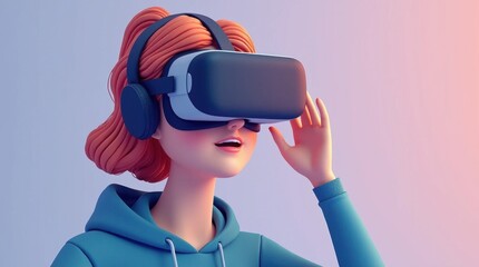 Person Immersed in Virtual Reality