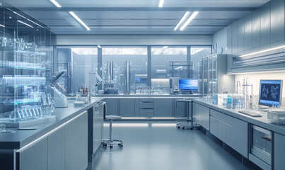 Obraz premium High-tech lab equipped with various instruments for conducting experiments and analyzing samples in a controlled environment