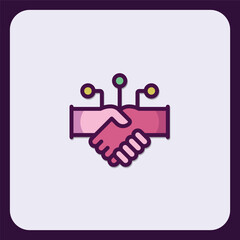 Digital handshake icon depicting partnership connection and business agreements