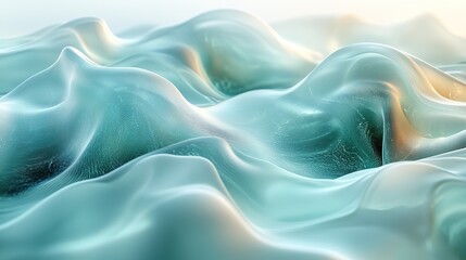 Obraz premium An abstract blurred soft-focused futuristic wavy background. Trendy mint-colored minimal backdrop, glass texture.