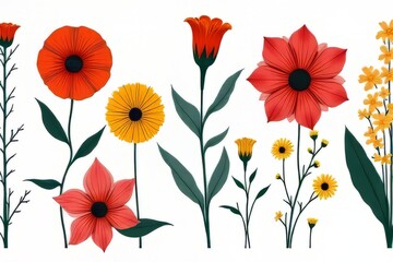 Obraz premium Vibrant Floral Design with Red, Orange, and Yellow Flowers