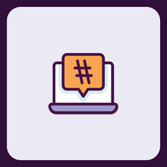 Fototapeta premium Illustration of hashtag icon design with laptop, for social media use