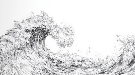 Dramatic rendering of powerful oceanic wave on transparent backdrop design element
