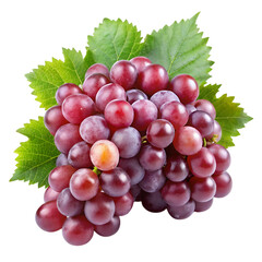 Fototapeta premium Juicy Red Grapes with Lush Green Leaves: Fresh Produce, High-Quality Image, Perfect for Websites and Blogs