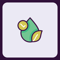 Symbolizing ecological certification through droplet and foliage icon design
