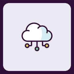 Stylized cloud computing icon representing connected networks and data flow