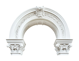 Naklejka premium Elegant white architectural arch with intricate detailing, suitable for design purposes like decoration or website graphics, cut out