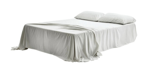 Elegant white bedding with soft pillows arranged perfectly on a minimalist bed for a tranquil sleeping environment, cut out