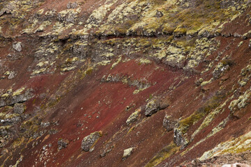 kerid, iceland, volcano, extinct, lake, slopes, structure, rocks, geological structure, rock color, icelandic