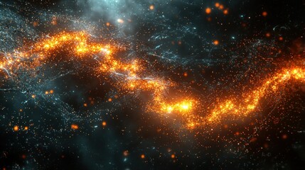 Naklejka premium Celestial Fire Stream: A Cosmic Dance of Energy and Light