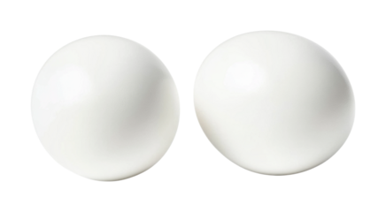 Simple and elegant white eggs arranged side by side for minimalist kitchen decor and culinary presentation, cut out