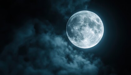 Dreamlike moonlight softly diffused into a glowing midnight-blue blur, forming a serene and mystical atmosphere