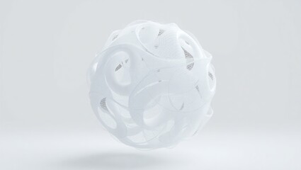 Soft White Mesh Ball – Minimalist 3D Art