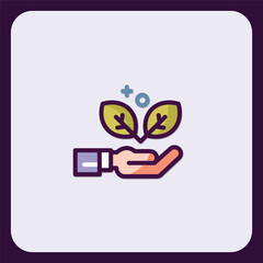 Minimalist Icon Depicting Hand Nurturing Seedlings for Environmental Stewardship