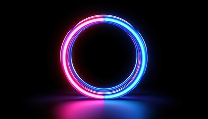 Electric blue and magenta neon lights softly diffused into a deep black void, forming a futuristic cyberpunk-inspired blurred glow