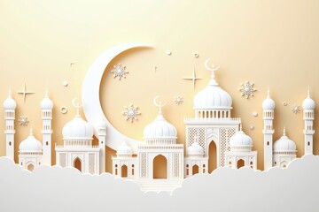 Fototapeta premium Eid Elegance: A Papercut Tribute to Islamic Architecture