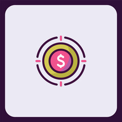 Financial focus concept with dollar symbol in target vector illustration