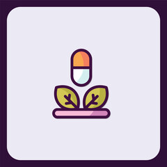 Colorful icon design featuring pill and leaf elements for healthcare concepts