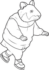 Hamster Ice skating Ice skates Animal Vector Graphic Art Illustration