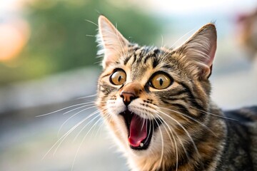 Obraz premium Surprised Tabby Cat Close-Up Portrait