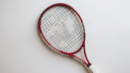 A tennis racket on an isolated white background, object focused, png, stock image, hd quality