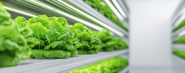 Lettuce growing in a modern hydroponic farm setup.
