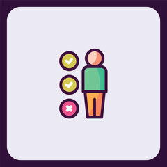 Human resources profile with ticks and cross icon for evaluation process