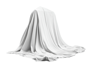 White fabric draped over an object creating a mysterious and elegant look for artistic displays or interior design settings, cut out