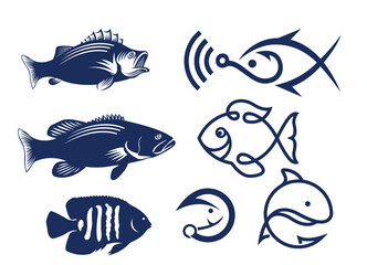 fish hunting Deer Duck and minimalist logo design	