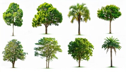Fototapeta premium Tropical Trees: Isolated Greenery Collection on White Background