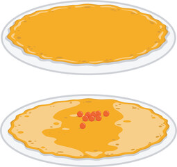 Set of pancakes on a plate. Vector element in flat style on transparent background.