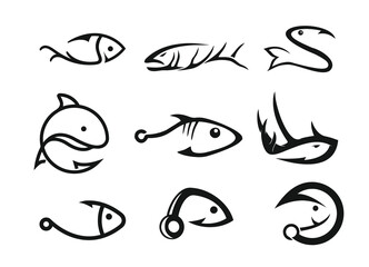 fish hunting Deer Duck and minimalist logo design	